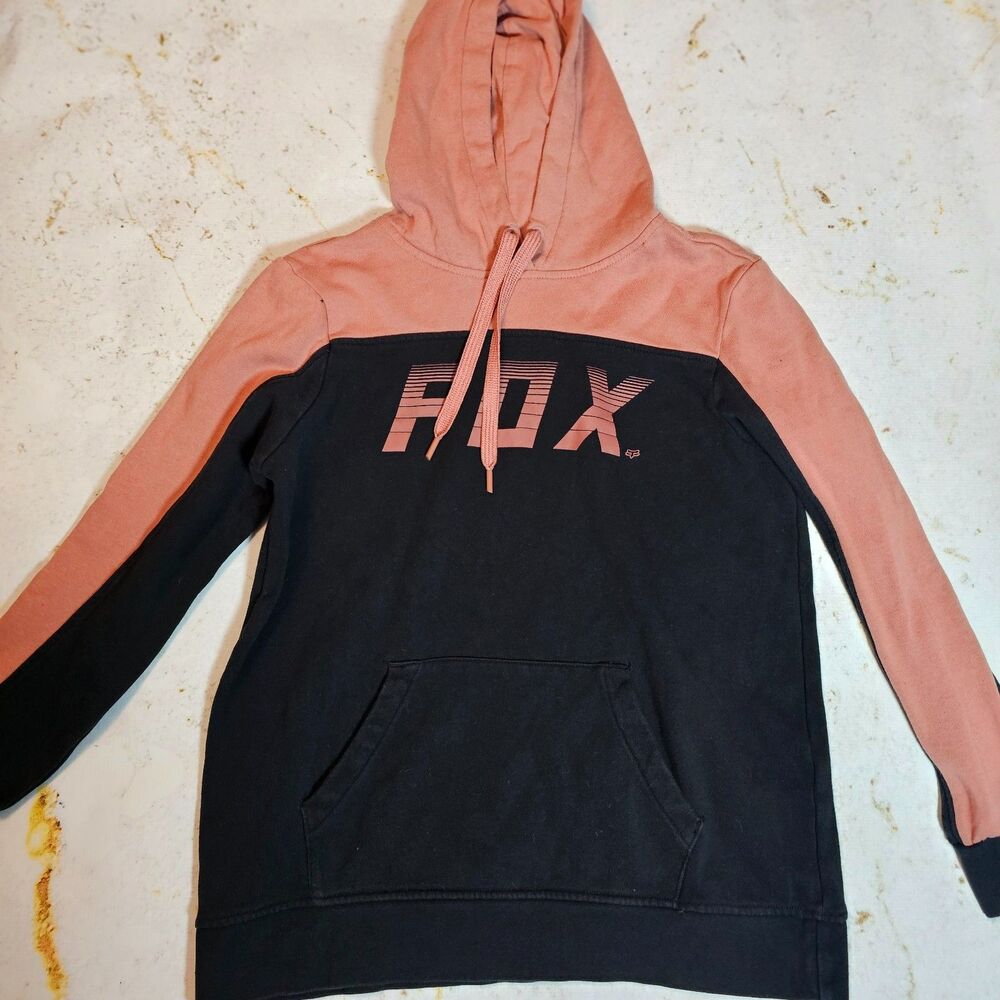 FOX Racing Women’s Hoodie Pullover Pink Black Colorblock Sweatshirt Size M EUC